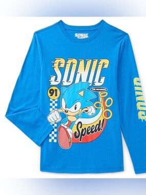 Sonic the Hedgehog, Boys' Graphic Long-Sleeve T-Shirt, Speed Club